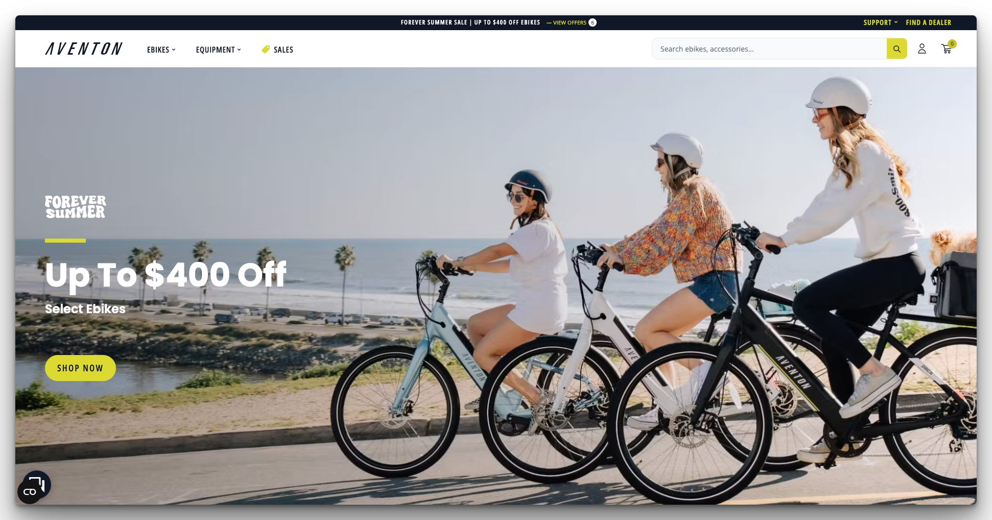 Aventon Bikes' Website